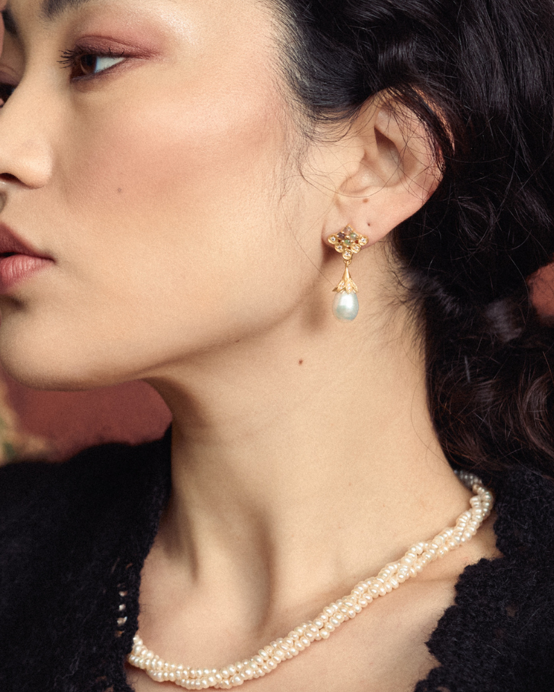 Jemima earrings with opal and pearl