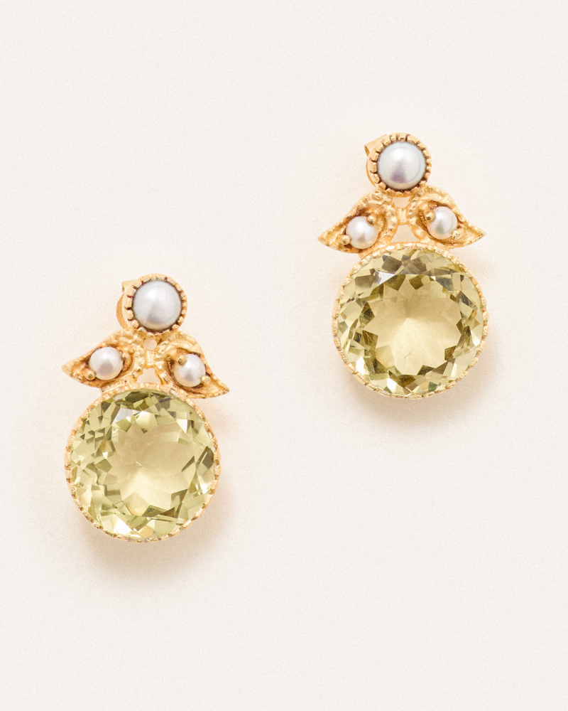 Somerset earrings lemon quartz pearl