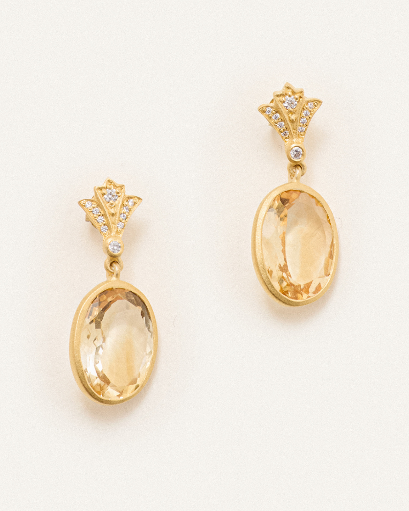 Aubrey earrings with citrine and crystal