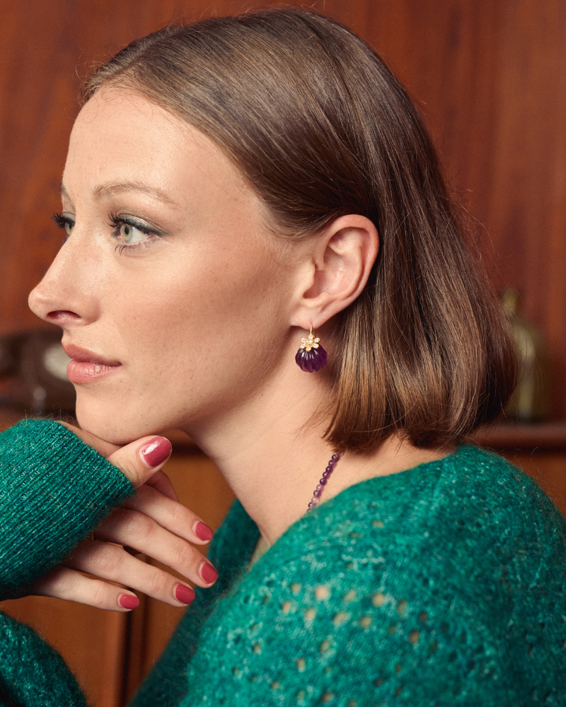 Julet earrings in amethyst and crystal