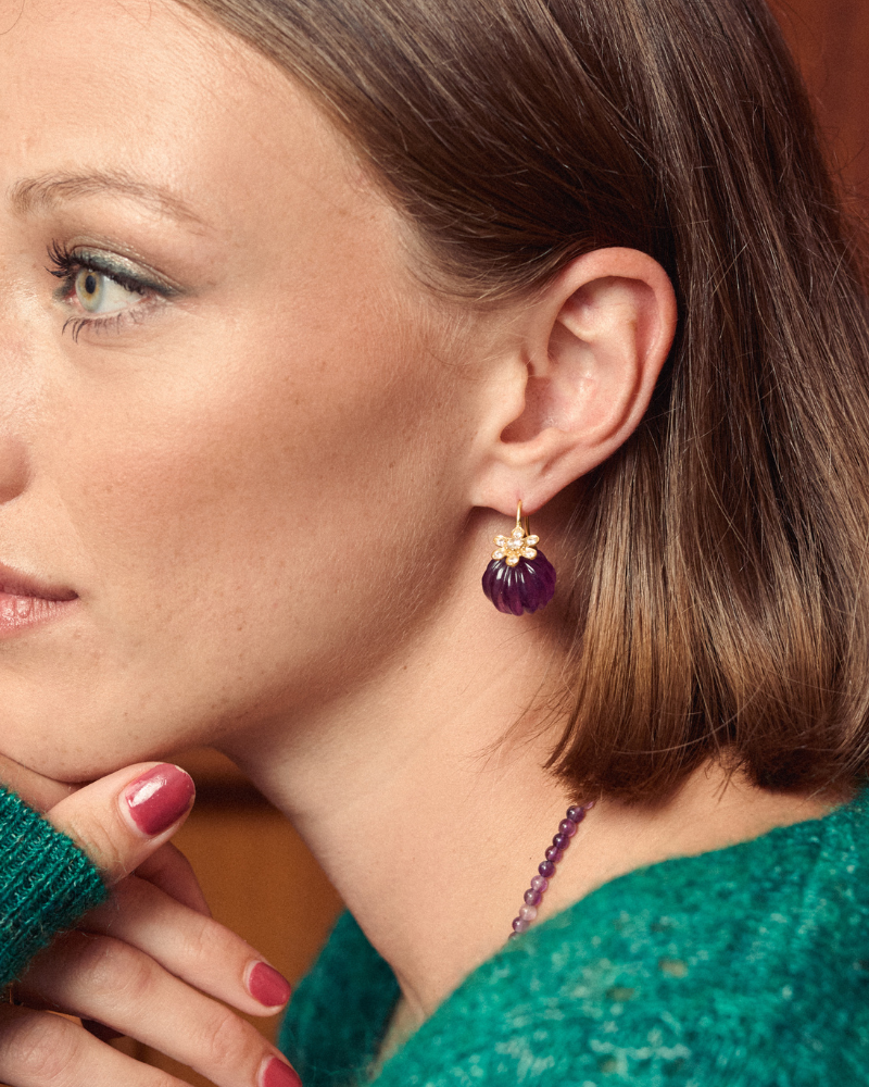 Julet earrings in amethyst and crystal