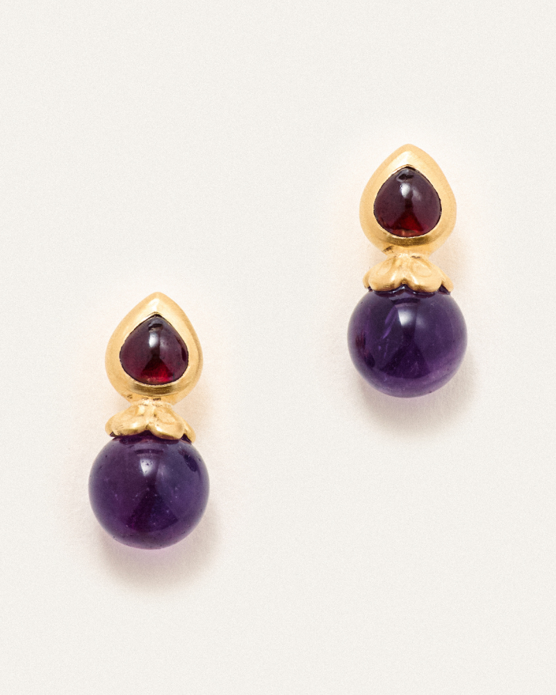 August studs garnet amethyst