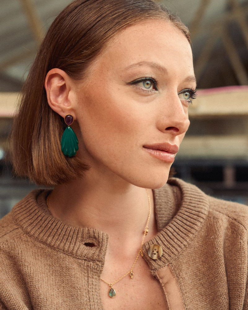 Penelope statement earrings in amethyst and onyx