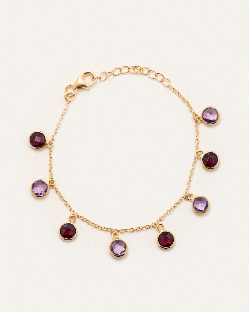 Violet bracelet with amethyst and garnet