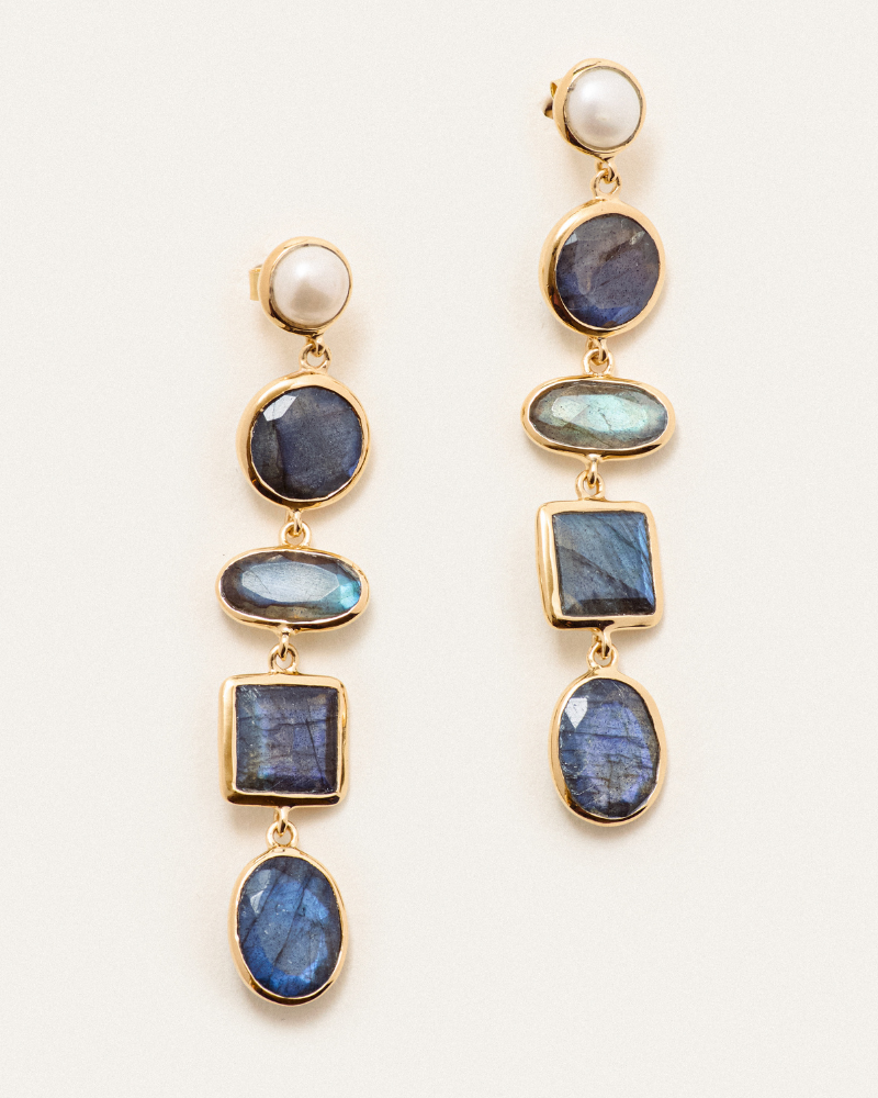 Marilyn statement earrings labradorite pearl