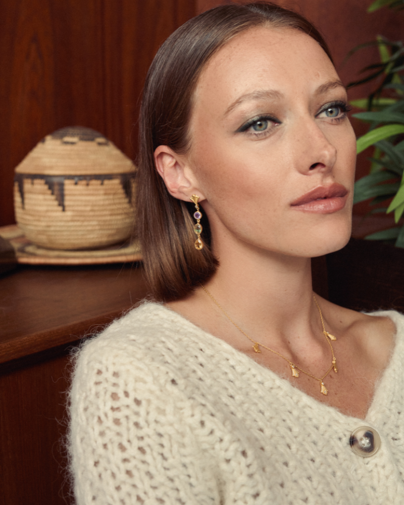 Venus earrings with labradorite