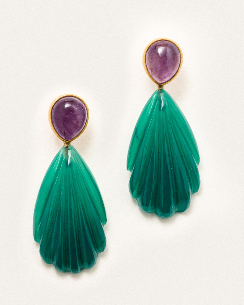 Penelope statement earrings in amethyst and onyx