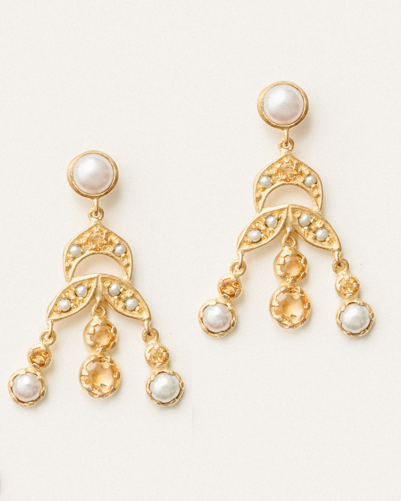 Beth earrings citrine pearl