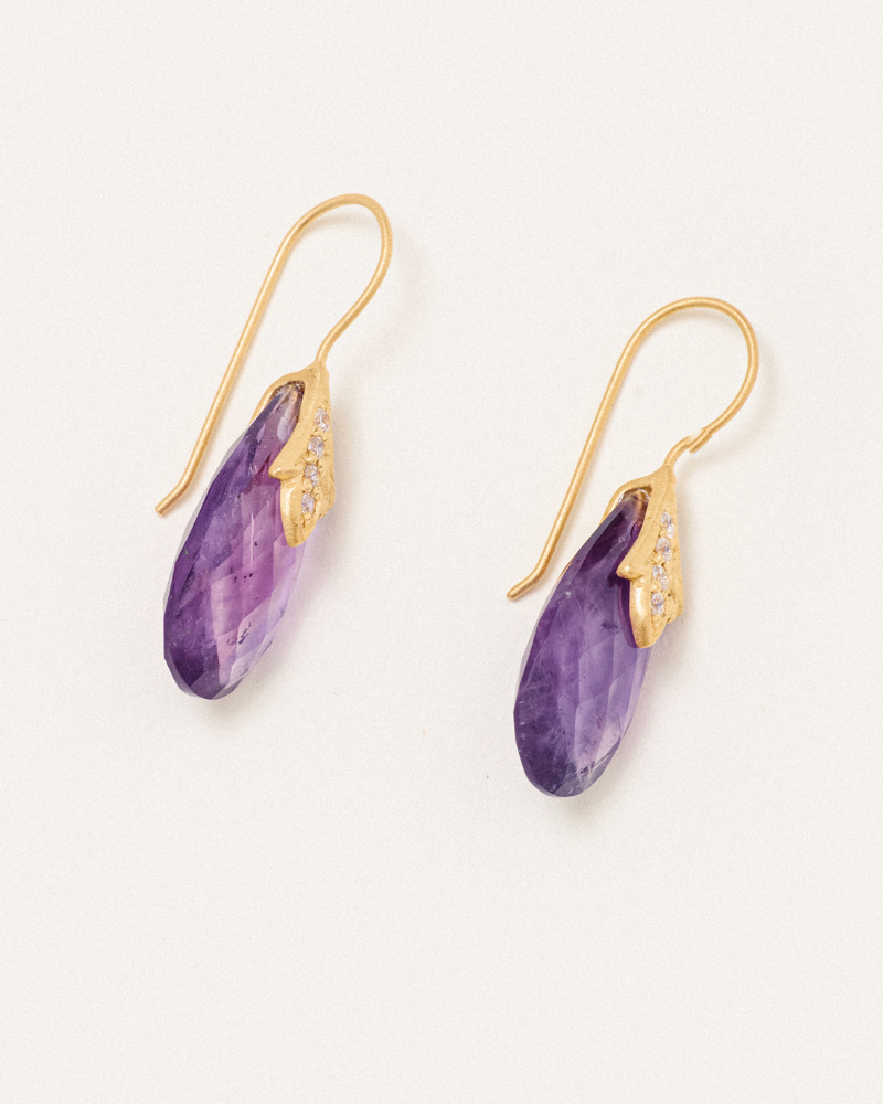 Lise earrings with amethyst and crystal