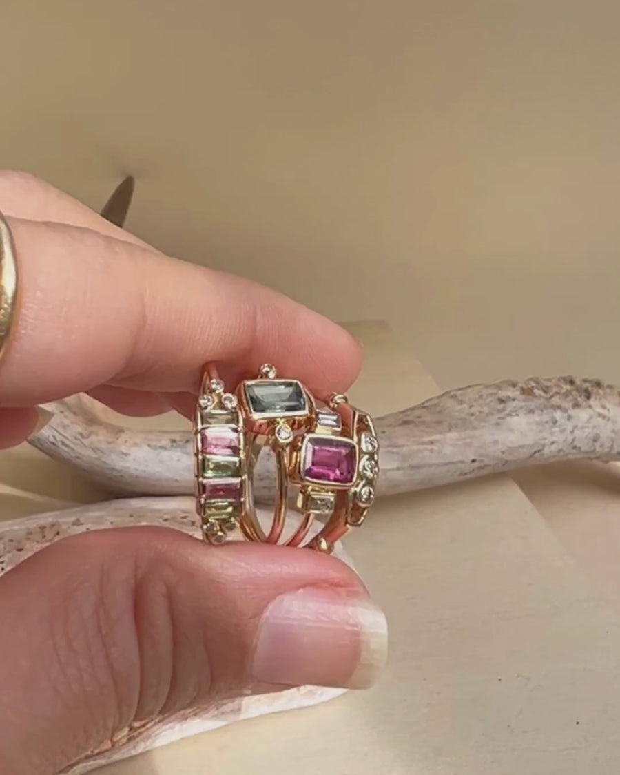 Lydia ring with tourmaline and diamond - 18 carat solid gold