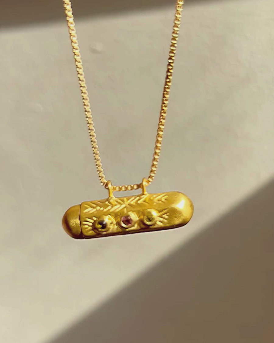 Elba tourmaline amulet - gold vermeil