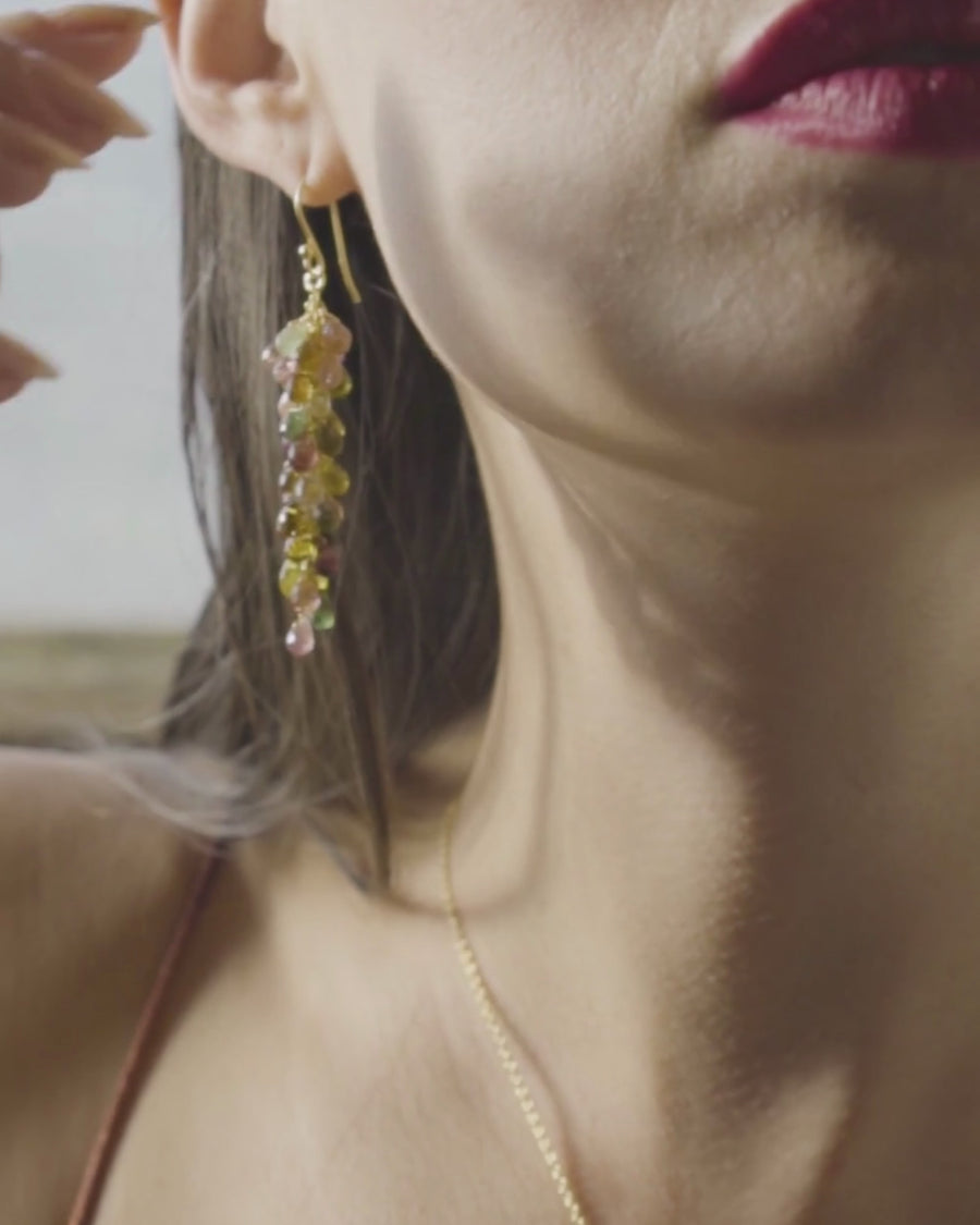 Marina waterfall earrings with tourmaline