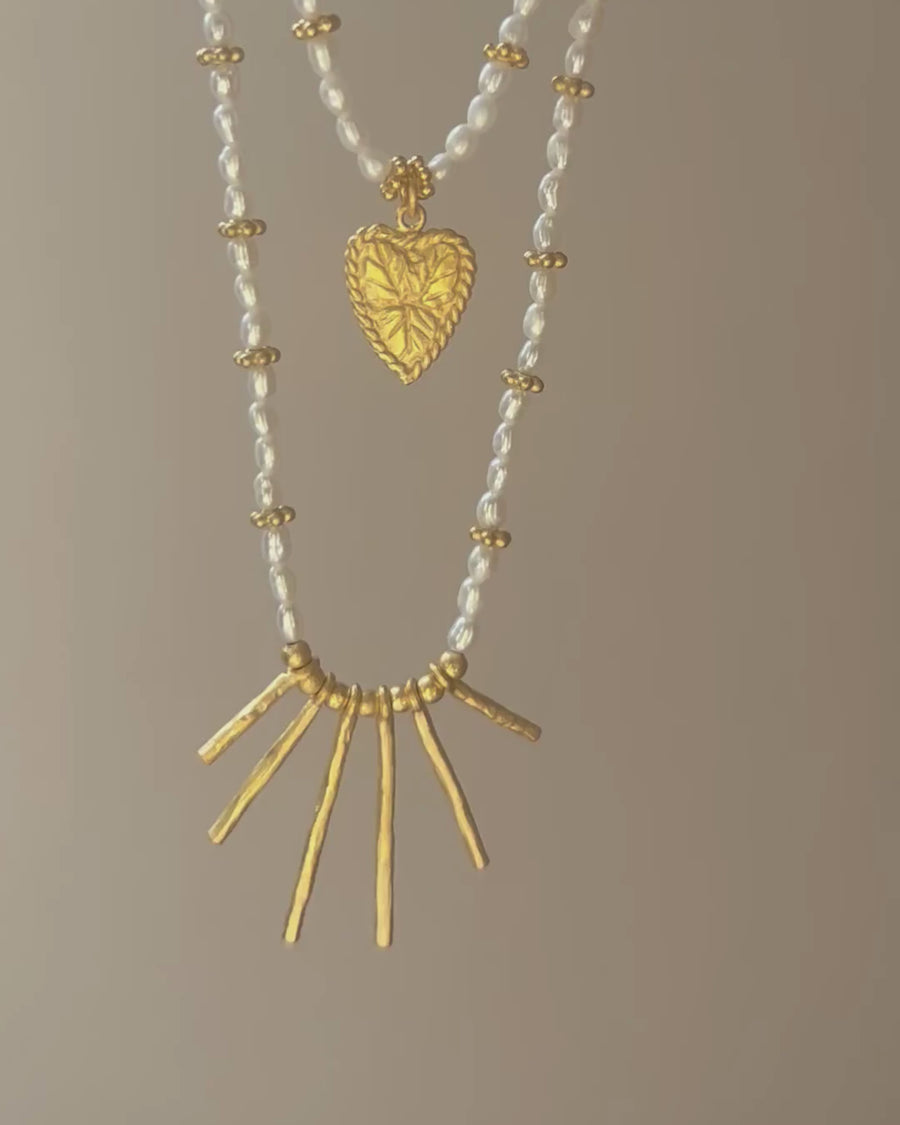 Caro necklace with pearl - gold vermeil