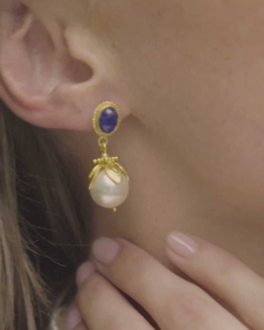 Sherry earrings with lapis and pearl