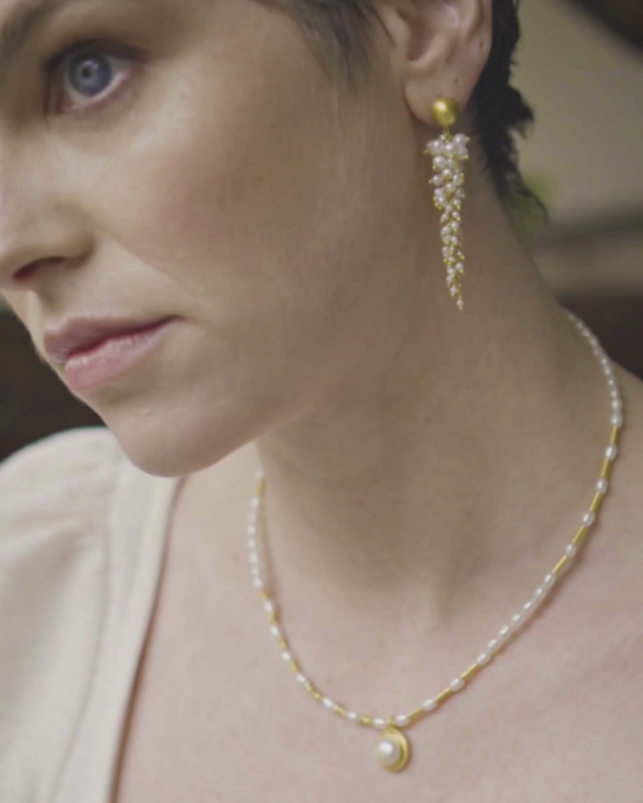 Lucille necklace with pearls - gold vermeil
