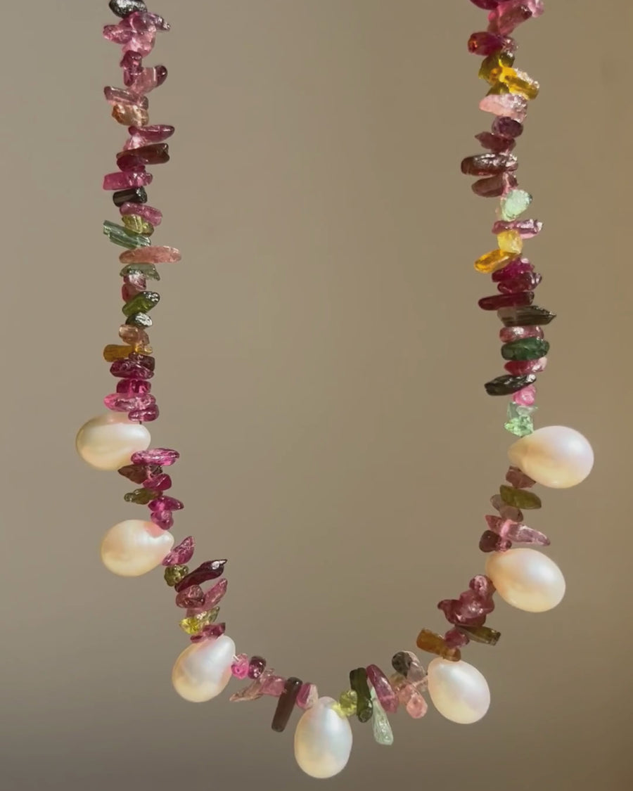 Fiesta necklace with tourmaline and pearl - limited edition