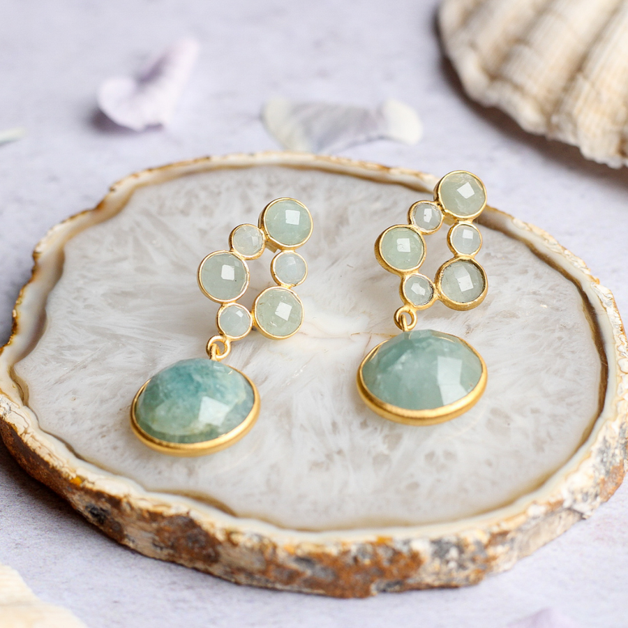 Aquamarine delicate orb earrings