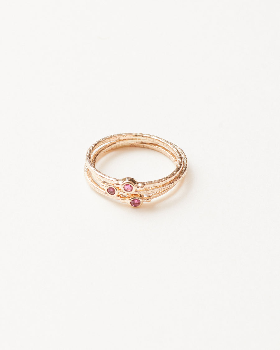 Ruby trilogy rings - 9 carat solid gold