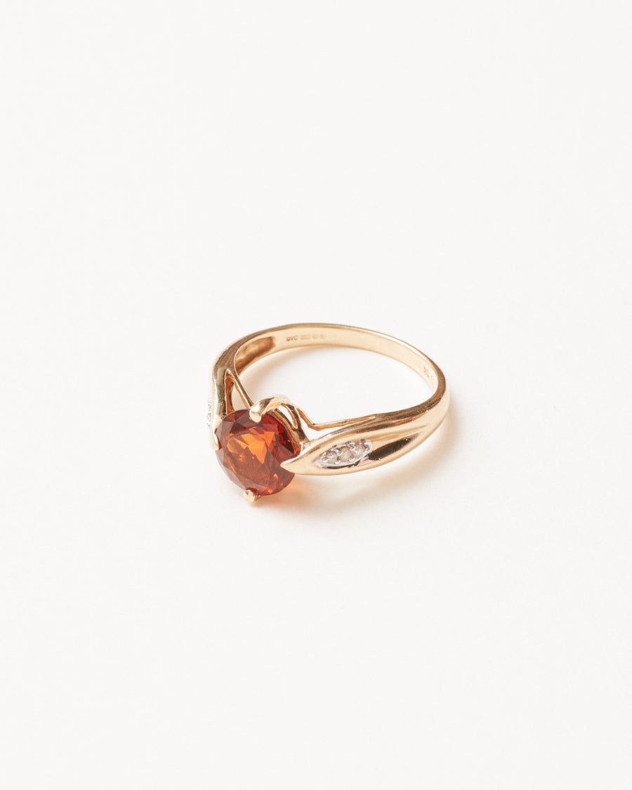 Garnet and diamond statement ring - 9 carat solid gold