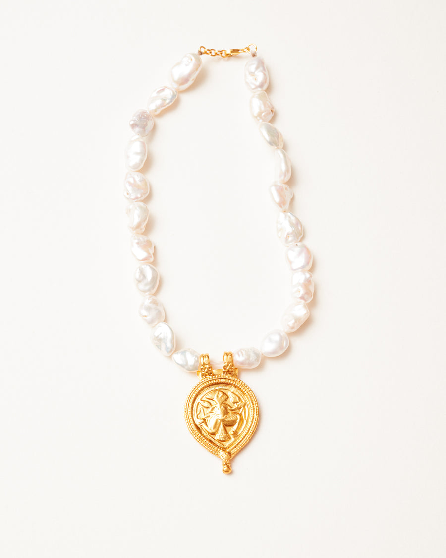 Antique warrior baroque pearl necklace