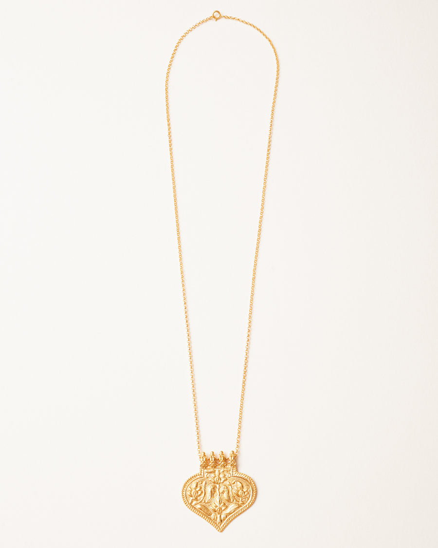 Antique gold regal flower pendant