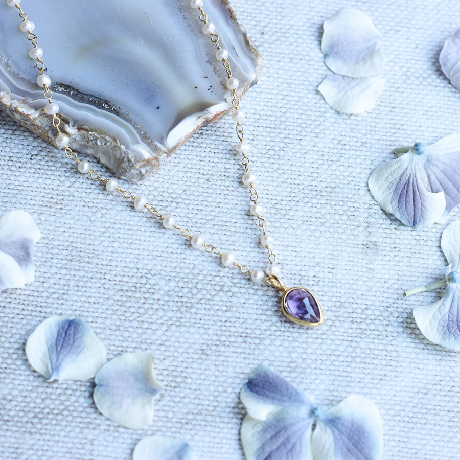 Delicate amethyst and pearl necklace