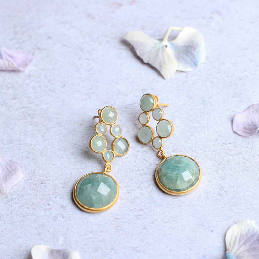 Aquamarine delicate orb earrings