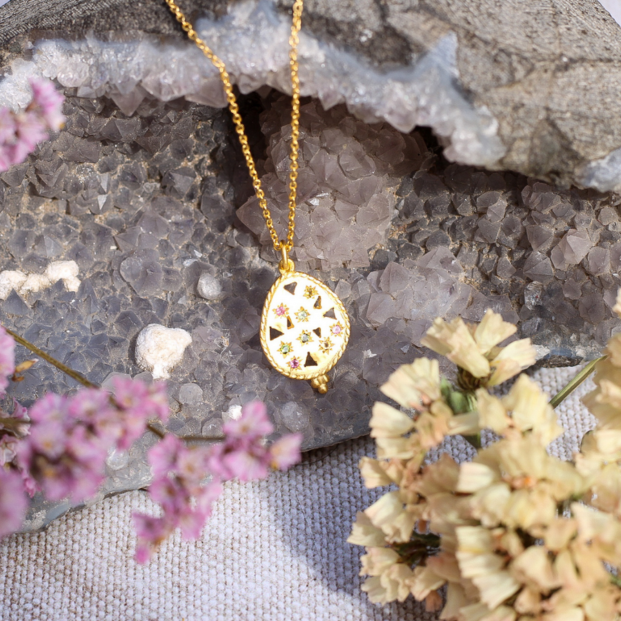Haiku necklace with tourmaline - gold