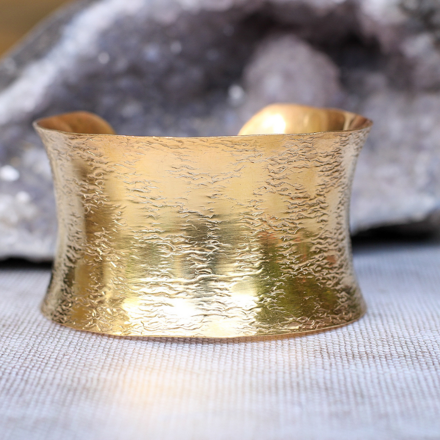 Wide simple Gold curve bangle