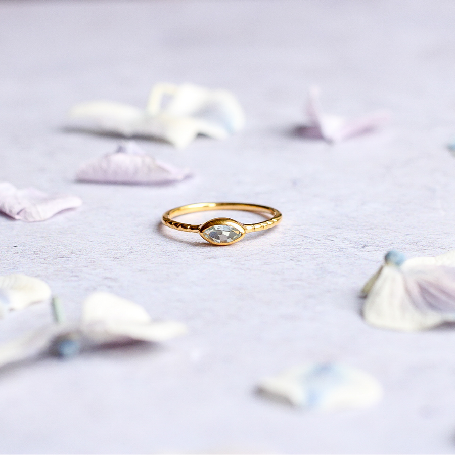 Gold vermeil delicate aquamarine stacking ring