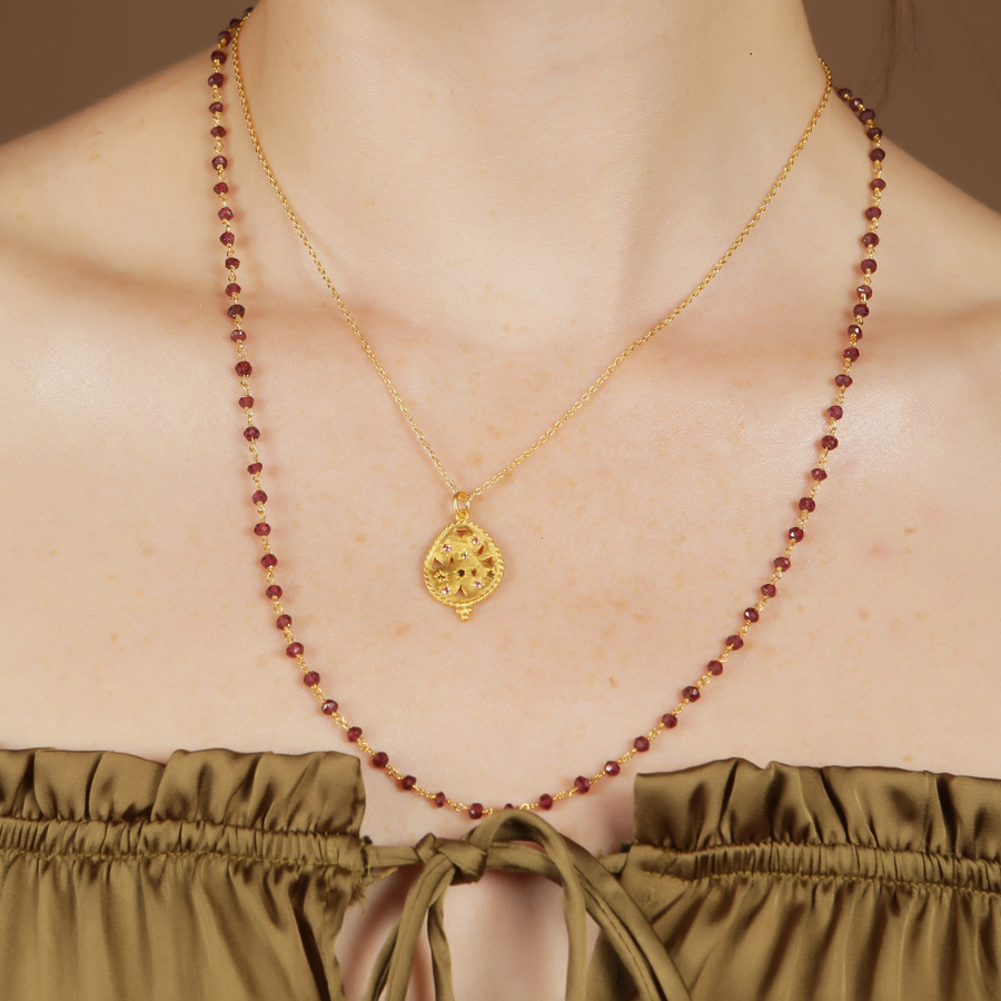 Haiku necklace with tourmaline - gold