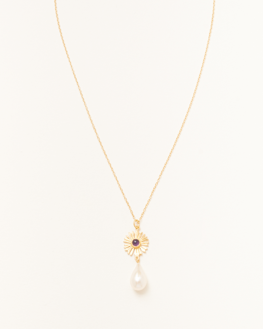 Thelma pendant with amethyst and pearl - gold vermeil