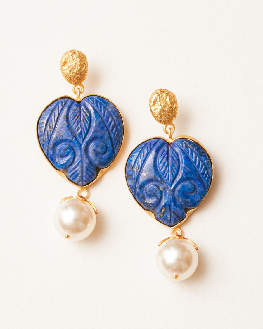 Aphrodite earrings with lapis and pearl