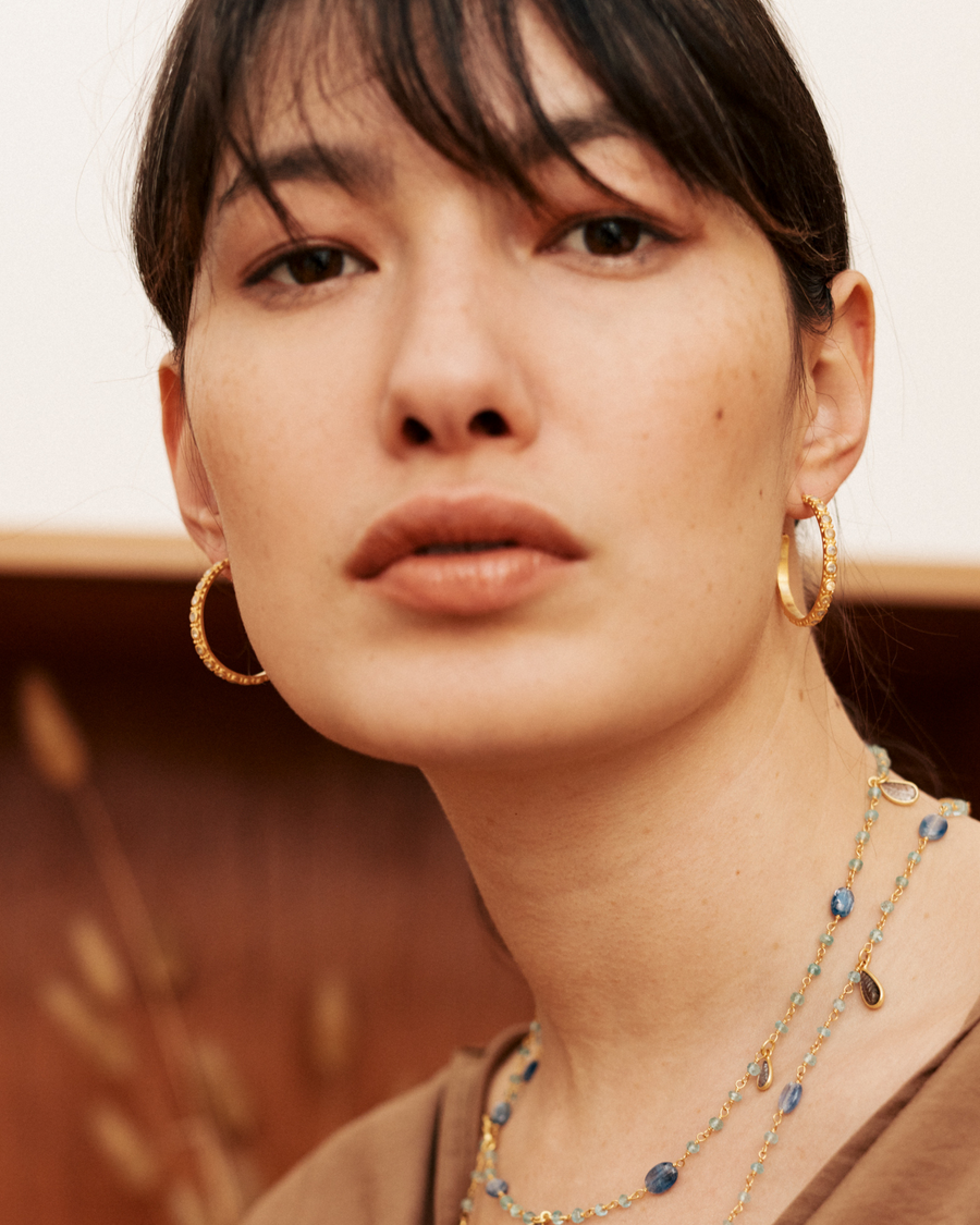 Hildy hoops with labradorite - gold vermeil