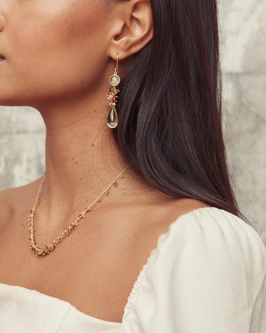 Della earrings in lemon quartz and tourmaline