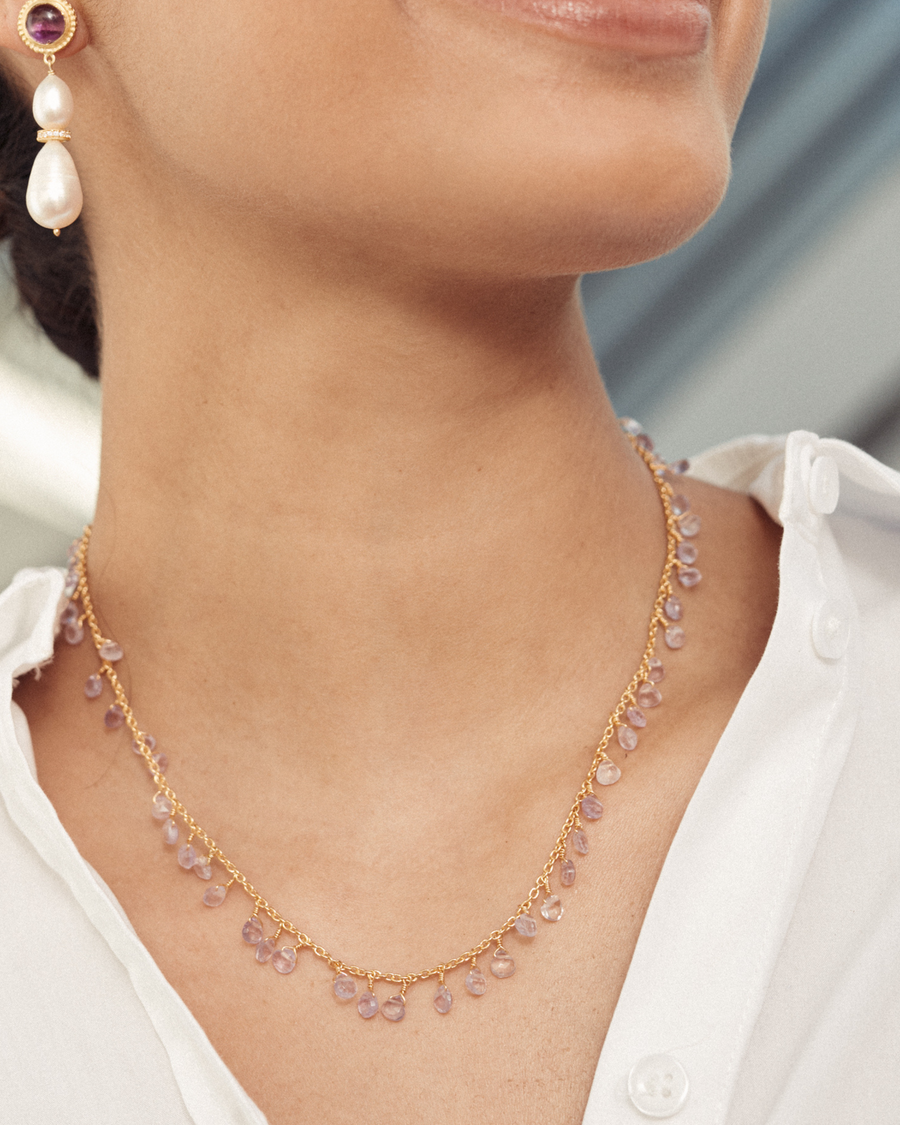 Vera necklace with rose quartz