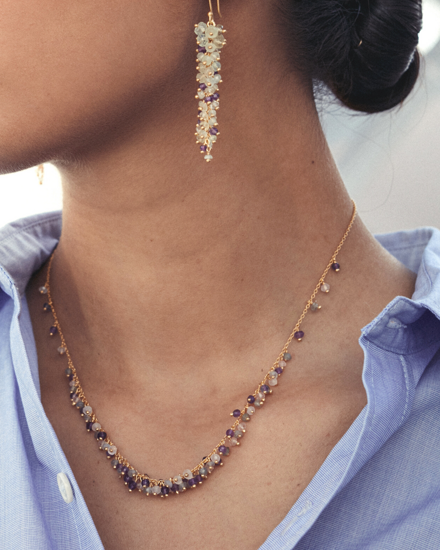 Sadie necklace with amethyst, labradorite and rose quartz stones