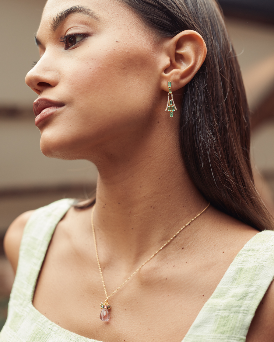 Dulcie earrings with emerald & diamonds