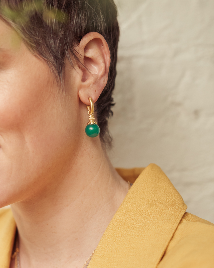 Peggy hoops with green onyx - gold vermeil