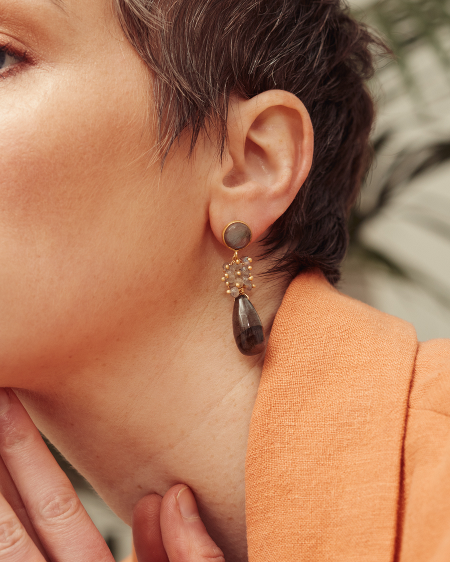 Della earrings in labradorite