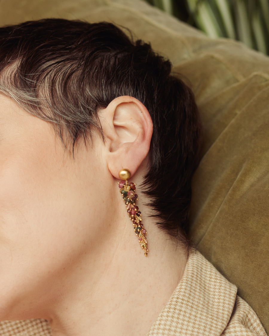 Edie waterfall earrings with tourmaline