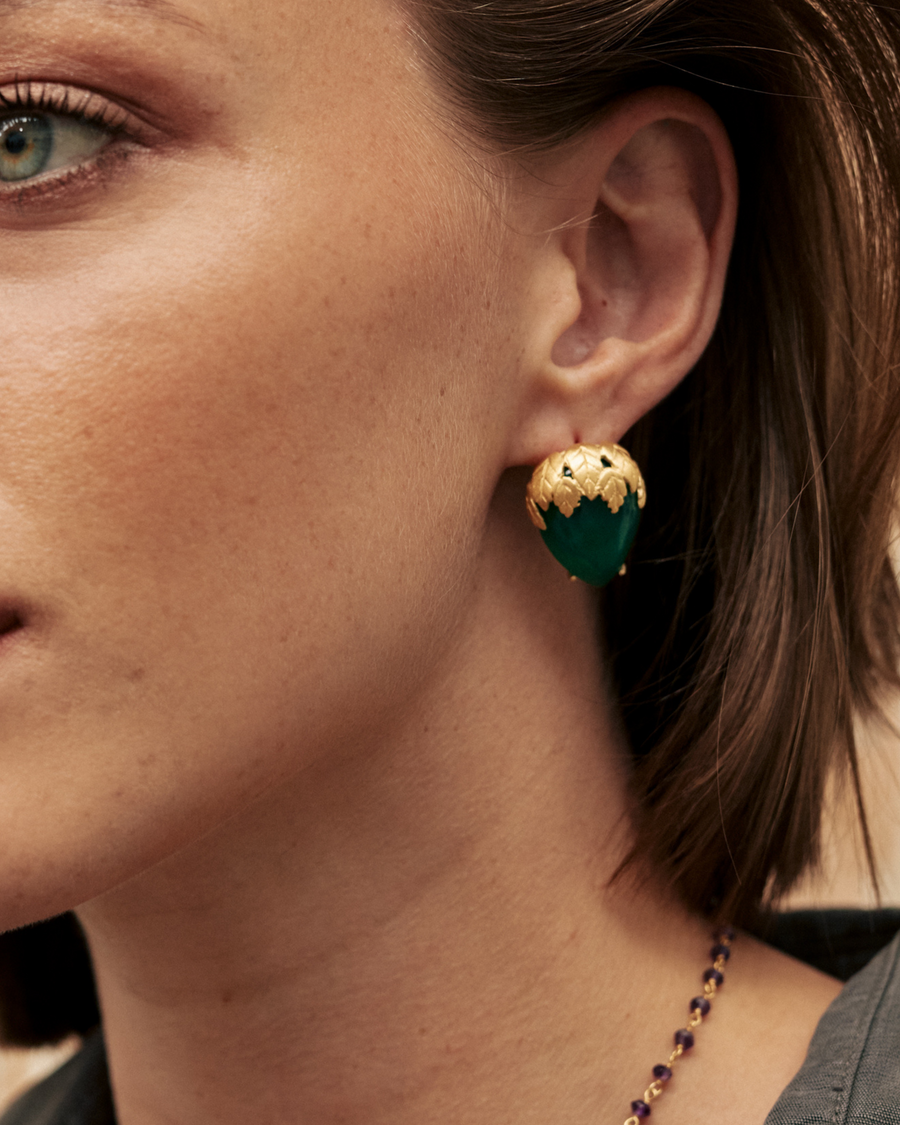 Mara botanical statement stud - labradorite