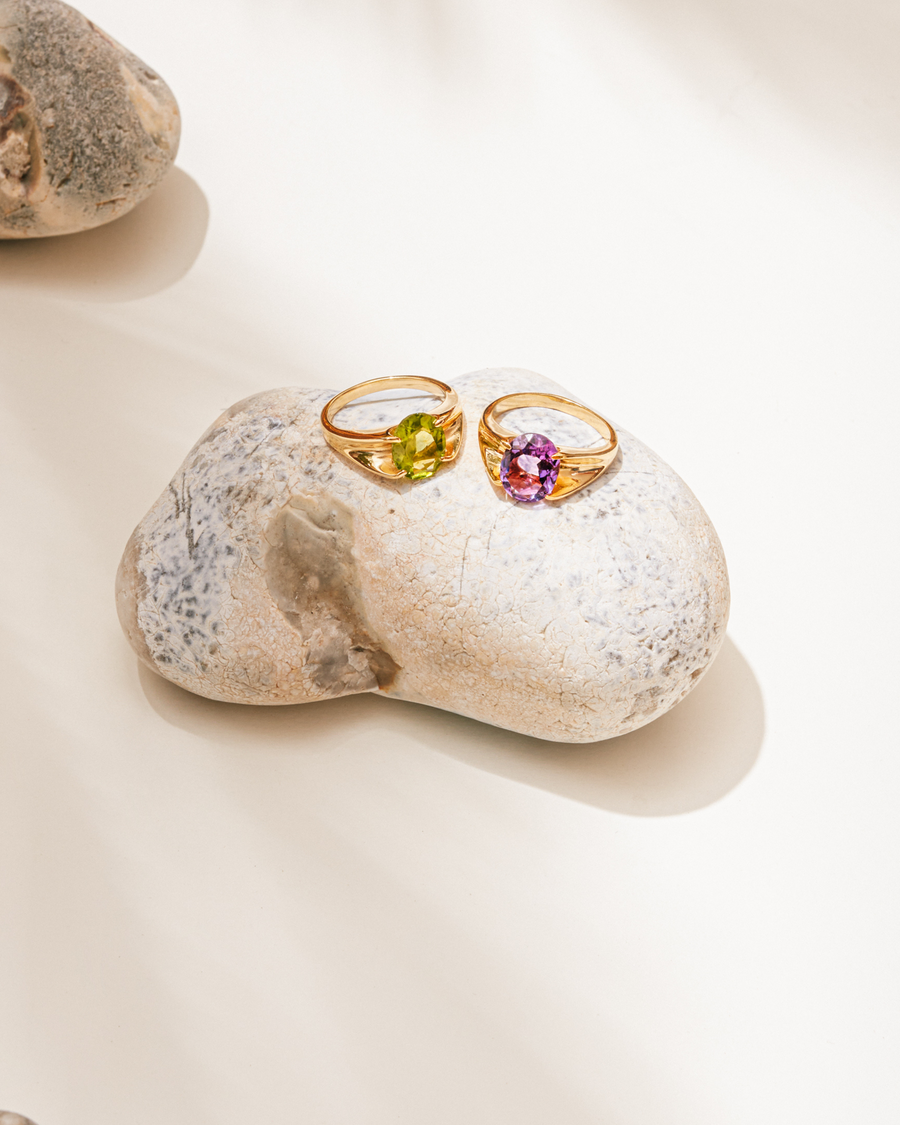 Elgin statement ring with peridot - gold vermeil