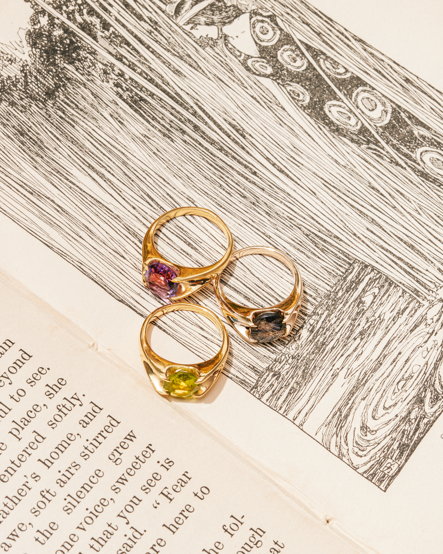 Elgin statement ring with labradorite - gold vermeil